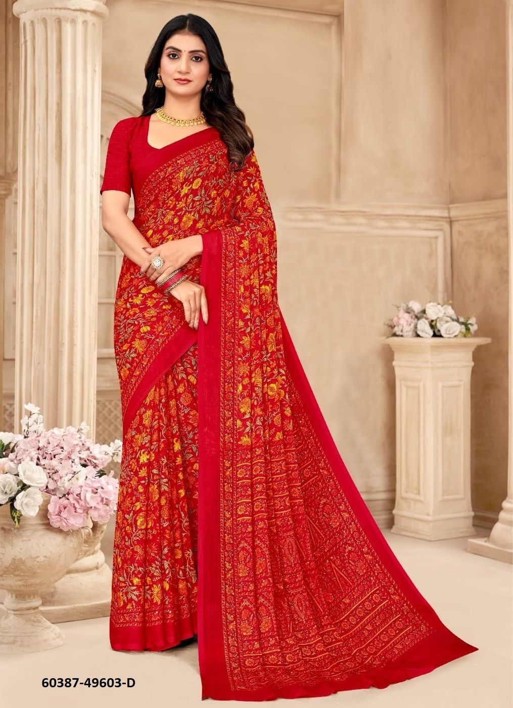 STAR CHIFFON 206 - Catalog # 60387 (Set of 12 Sarees) MADE IN INDIA BY RUCHI SAREES