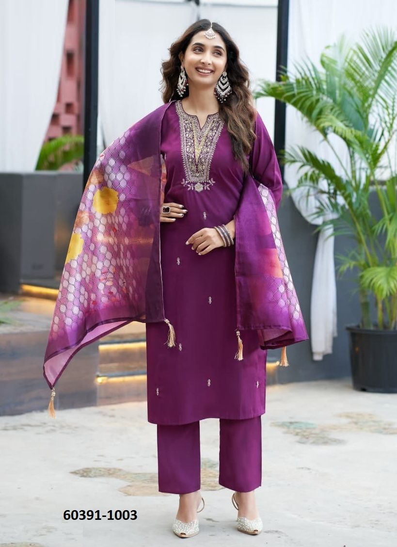 SAANCHI - Catalog # 60391 (Set of 6 Readymade Salwar Suits) MADE IN INDIA BY OSSM