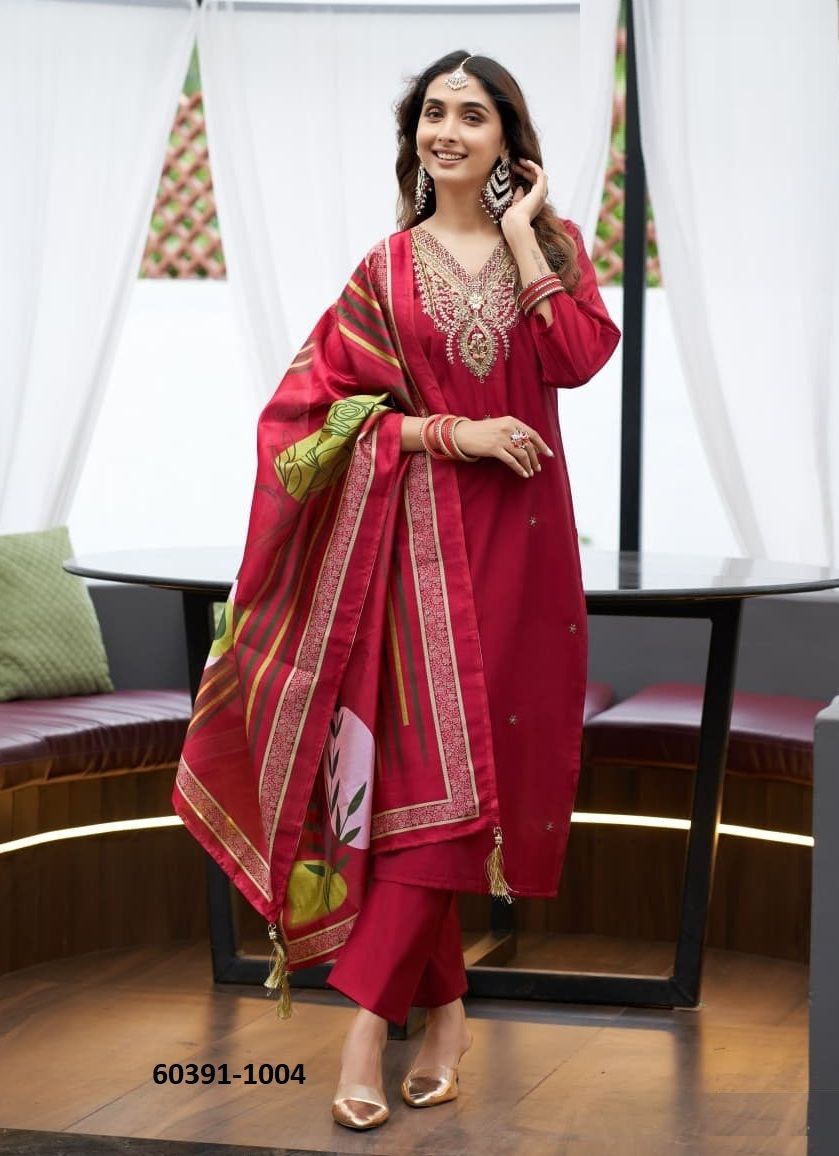 SAANCHI - Catalog # 60391 (Set of 6 Readymade Salwar Suits) MADE IN INDIA BY OSSM