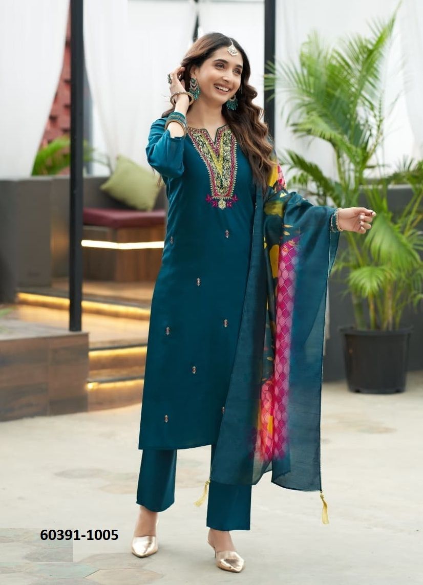 SAANCHI - Catalog # 60391 (Set of 6 Readymade Salwar Suits) MADE IN INDIA BY OSSM