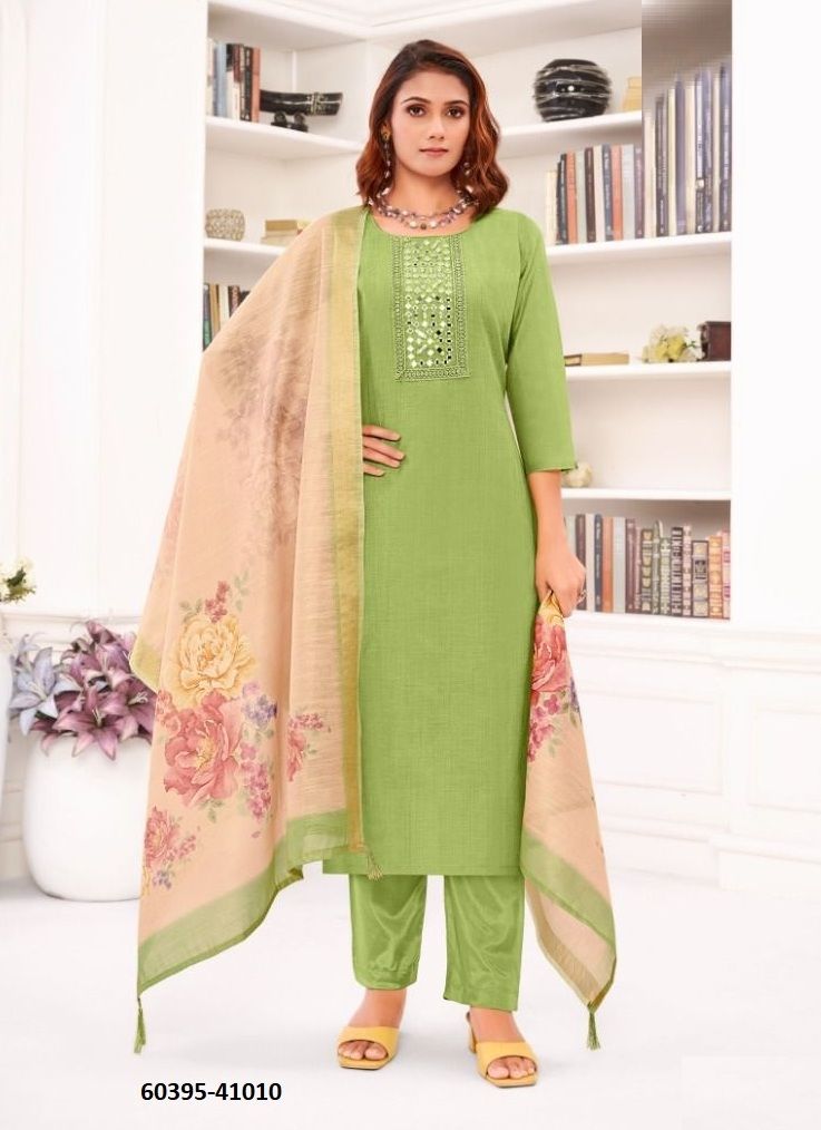 VARNIKA - Catalog # 60395 (Set of 12 Readymade Salwar Suits) MADE IN INDIA BY JAGRAASA