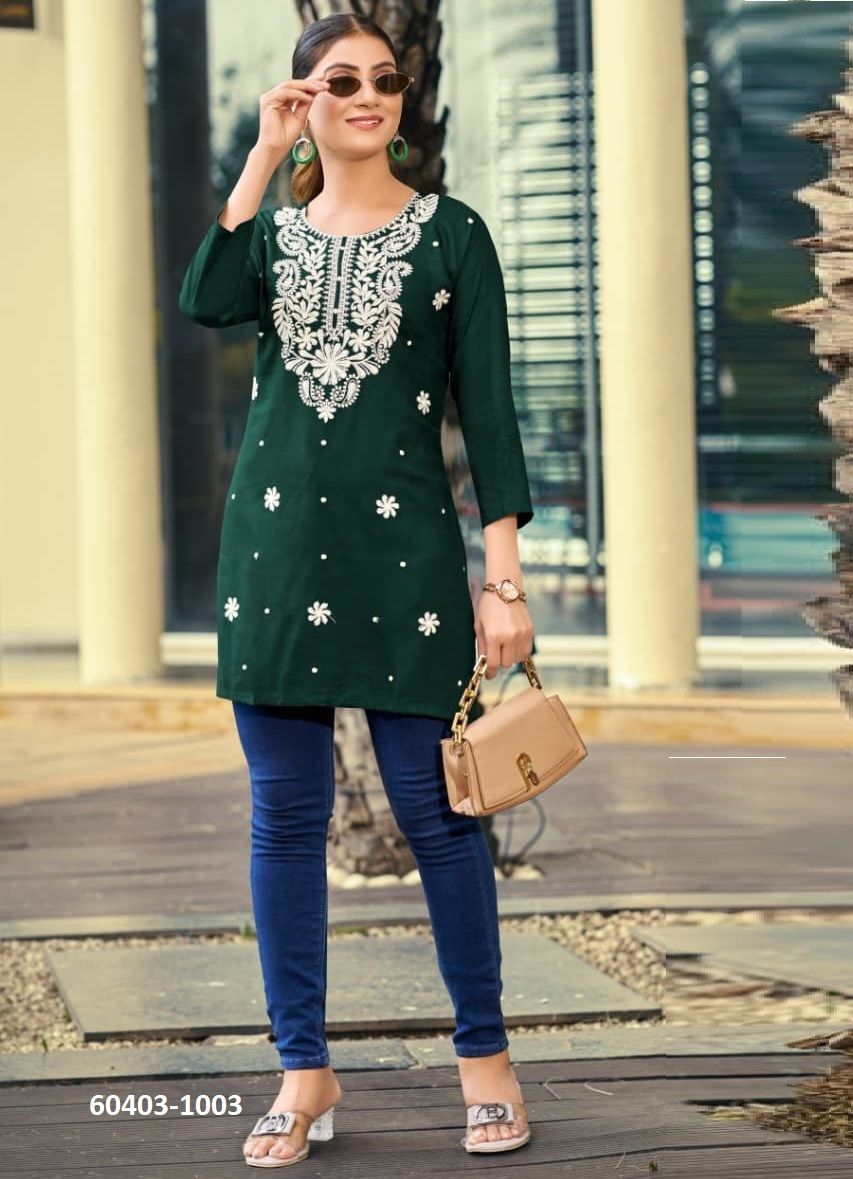 NORA 7 - Catalog # 60403 (Set of 6 Readymade Women's Kurtis / Tops) MADE IN INDIA BY OSSM