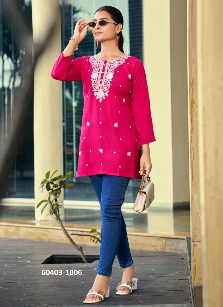 NORA 7 - Catalog # 60403 (Set of 6 Readymade Women's Kurtis / Tops) MADE IN INDIA BY OSSM