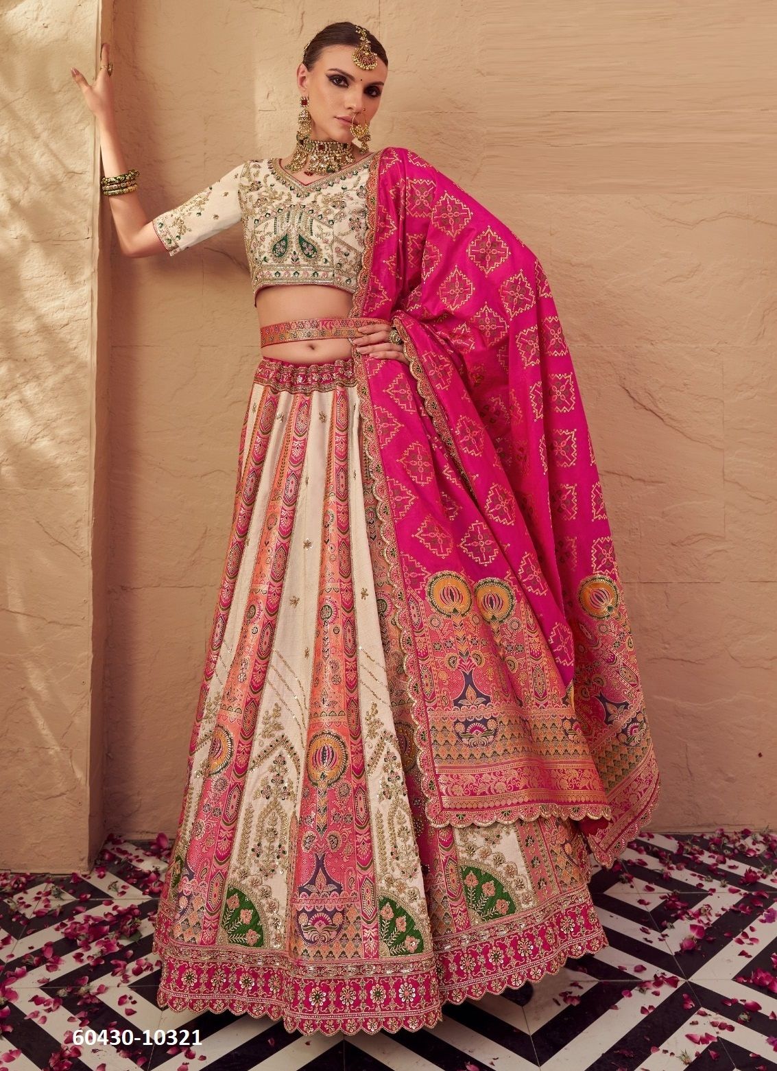 VRINDAVAN 57 - Catalog # 60430 (Set of 6 Semi-Stitched Lehengas) MADE IN INDIA BY ROYAL VIRASAT