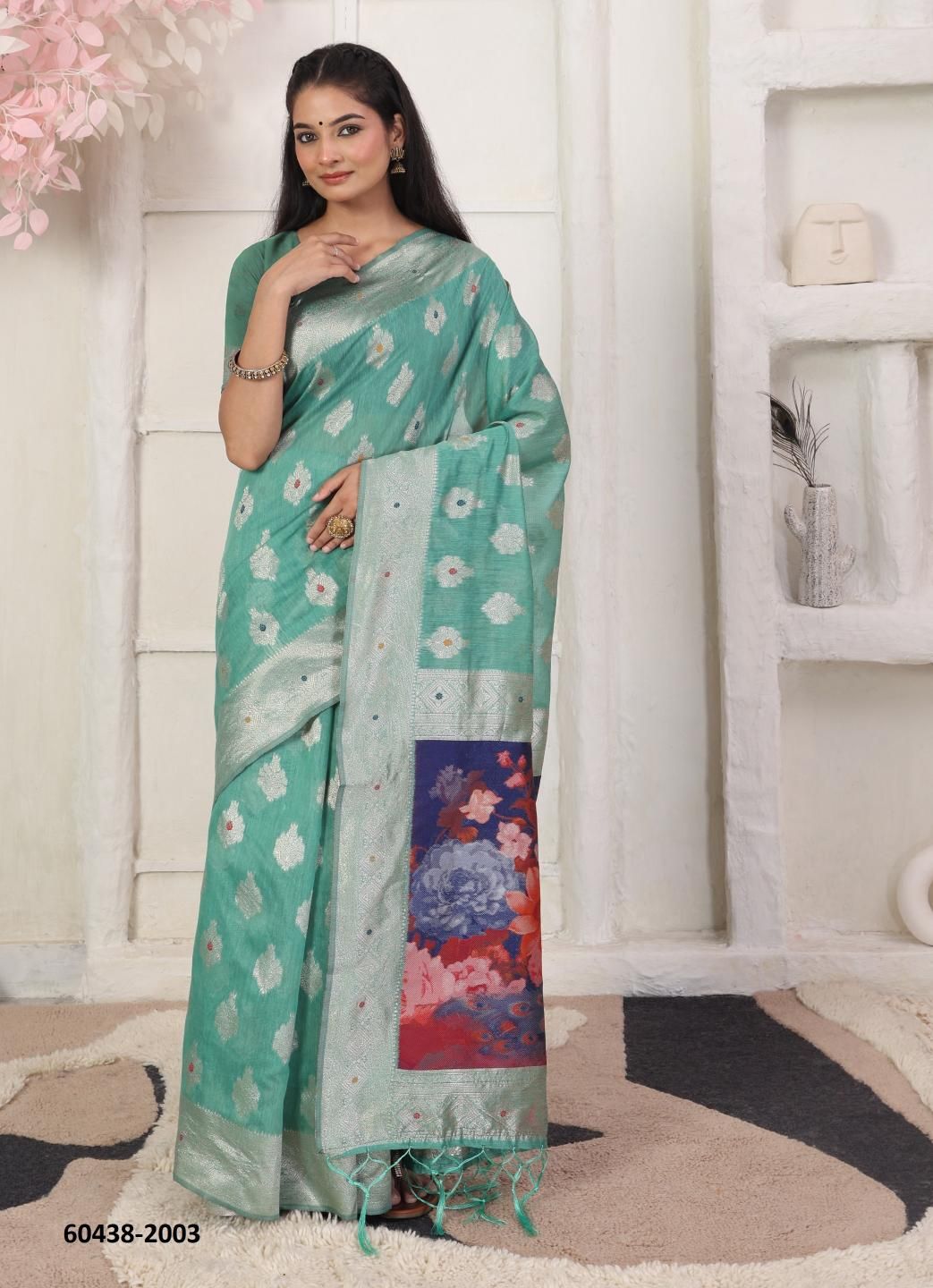 DIGITAL FLOWER 2 - Catalog # 60438 (Set of 6 Sarees) MADE IN INDIA BY SERENGETI
