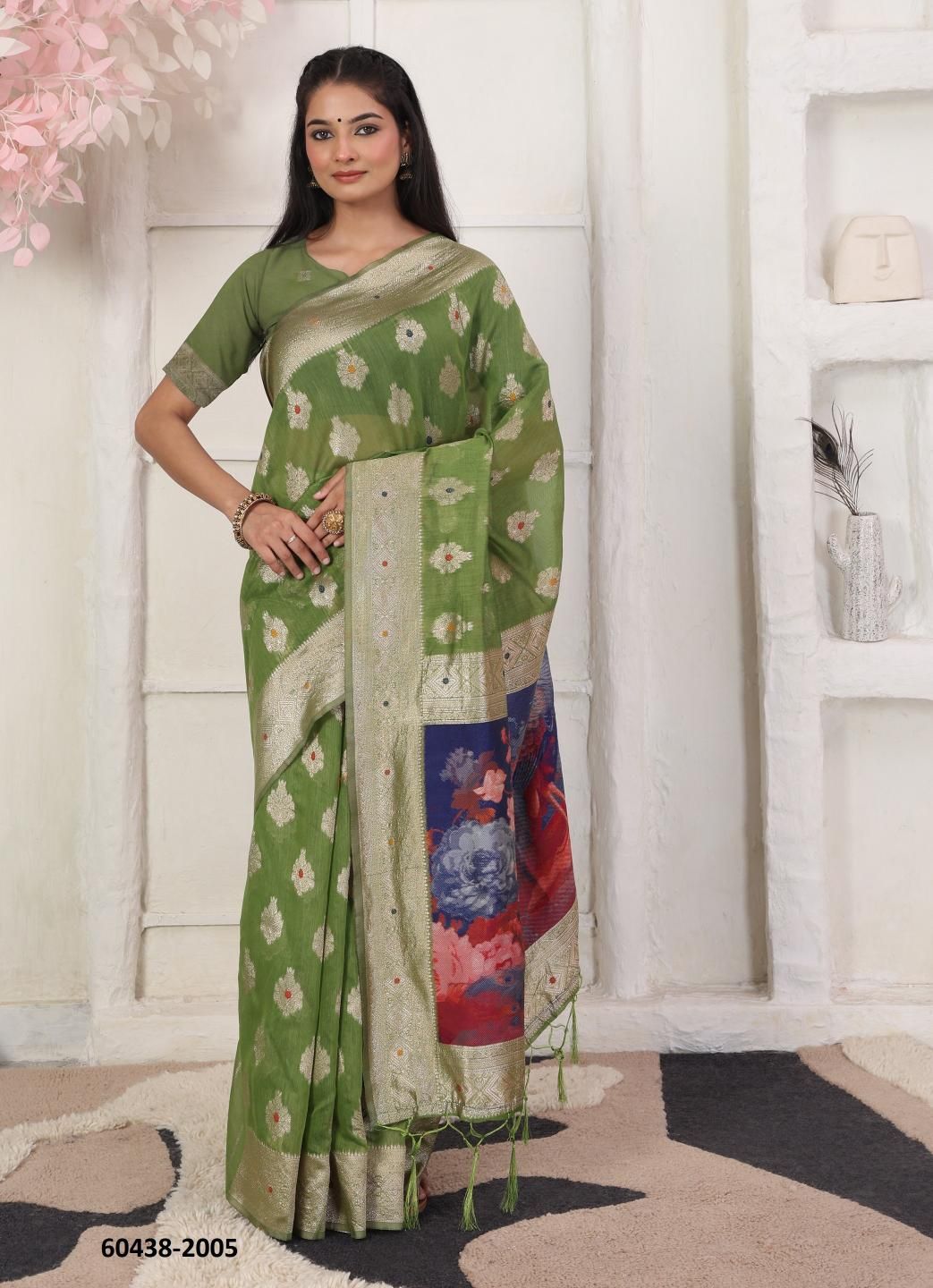 DIGITAL FLOWER 2 - Catalog # 60438 (Set of 6 Sarees) MADE IN INDIA BY SERENGETI