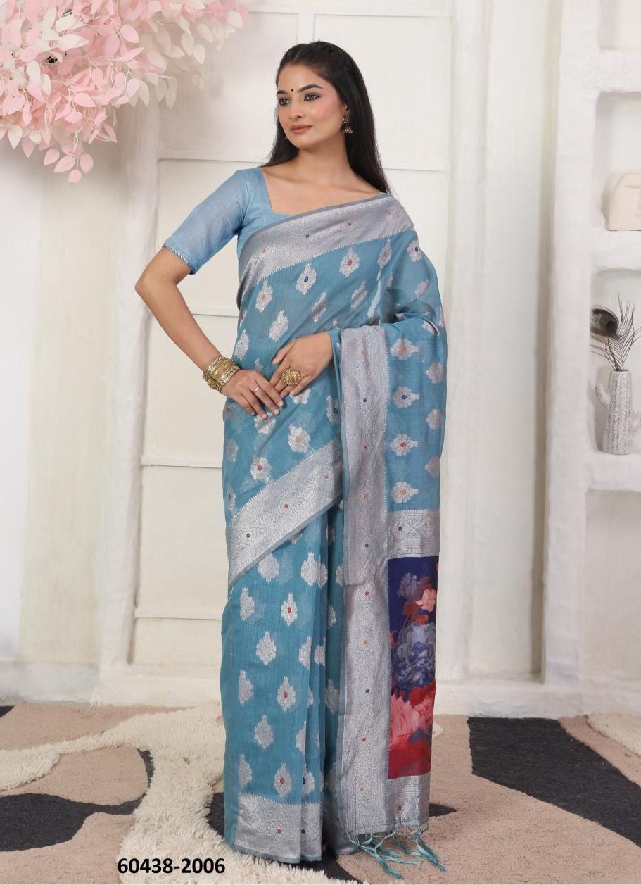 DIGITAL FLOWER 2 - Catalog # 60438 (Set of 6 Sarees) MADE IN INDIA BY SERENGETI
