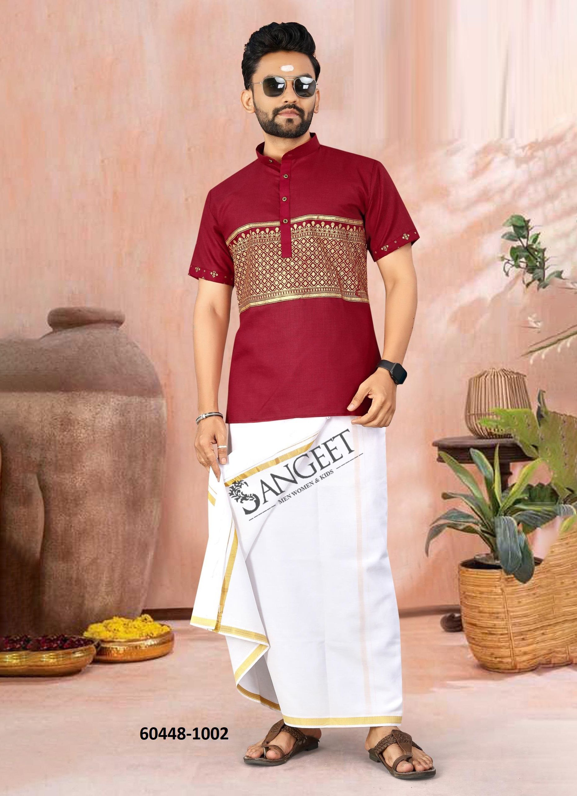 LUNGI STYLE 24 - Catalog # 60448 (Set of 6 Men's Ethnic Wear) MADE IN INDIA BY SANGEET