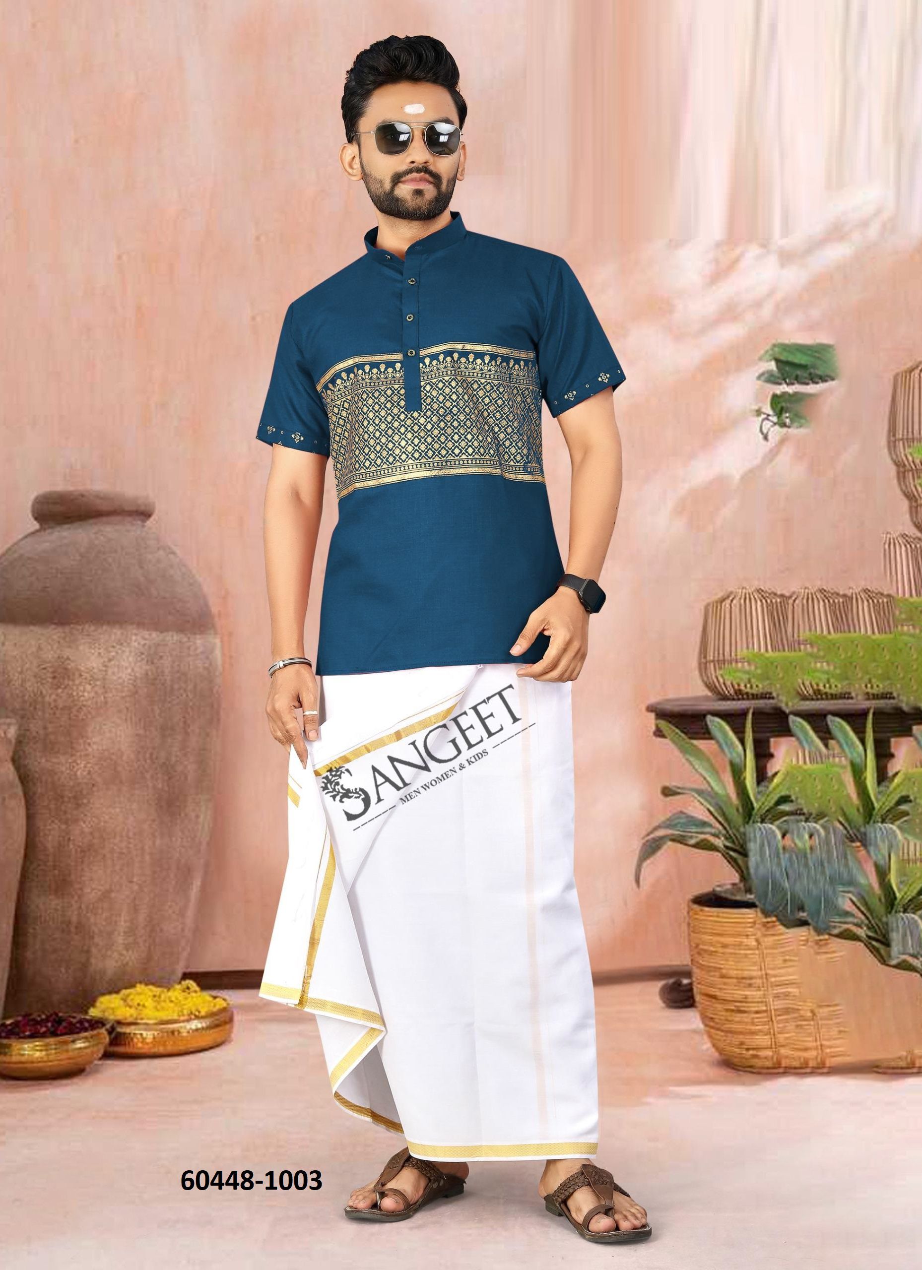 LUNGI STYLE 24 - Catalog # 60448 (Set of 6 Men's Ethnic Wear) MADE IN INDIA BY SANGEET