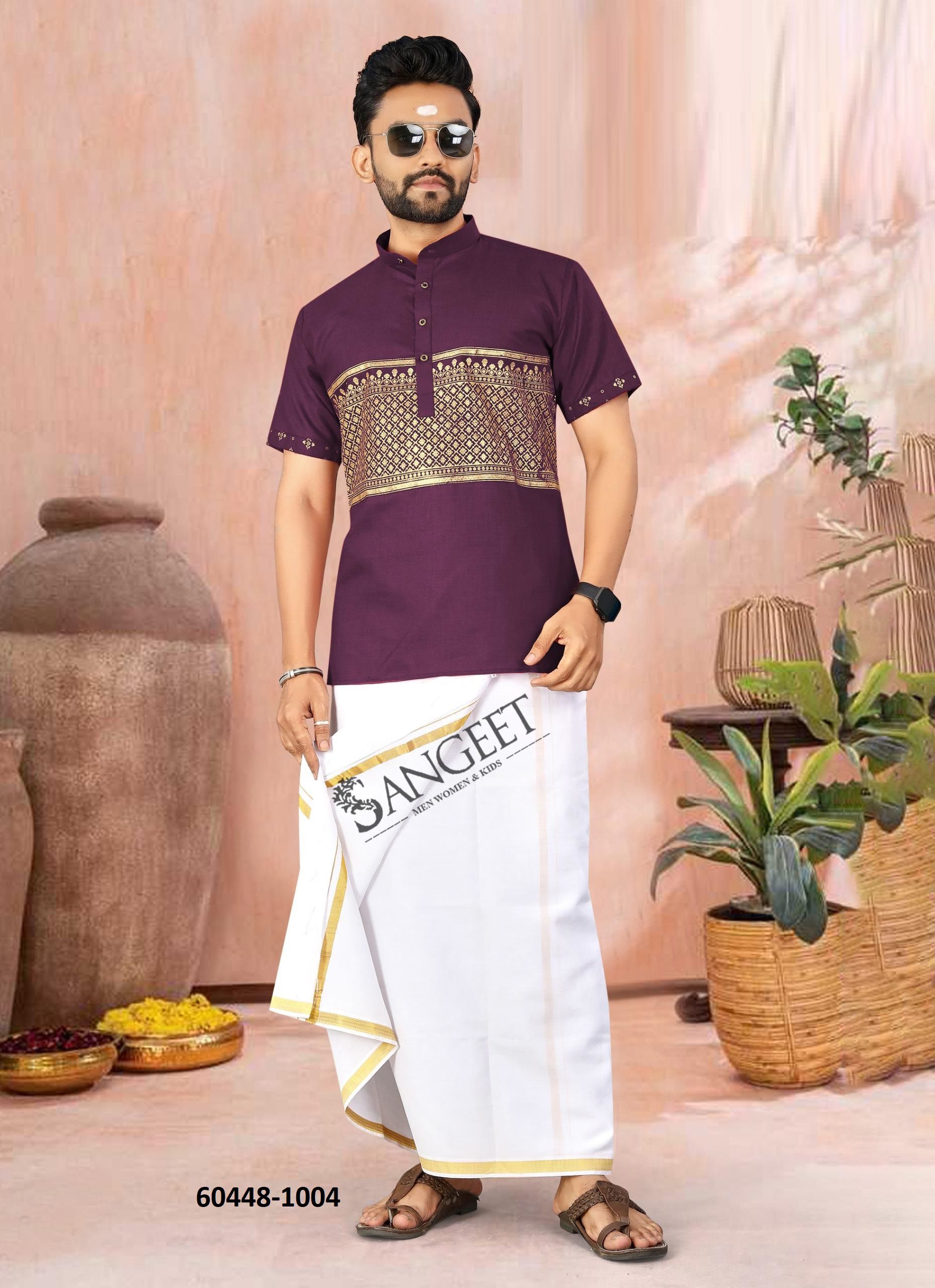 LUNGI STYLE 24 - Catalog # 60448 (Set of 6 Men's Ethnic Wear) MADE IN INDIA BY SANGEET