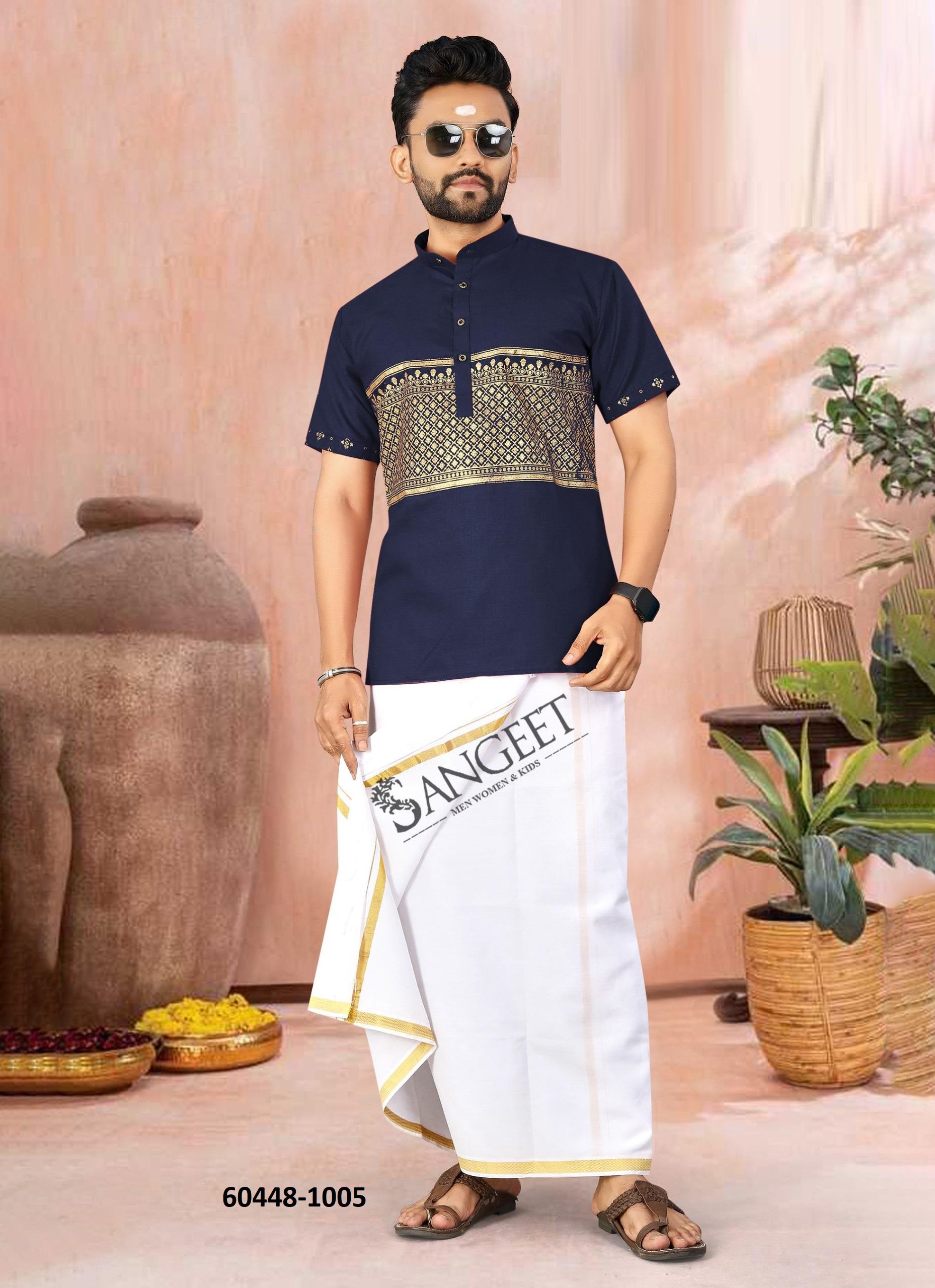 LUNGI STYLE 24 - Catalog # 60448 (Set of 6 Men's Ethnic Wear) MADE IN INDIA BY SANGEET