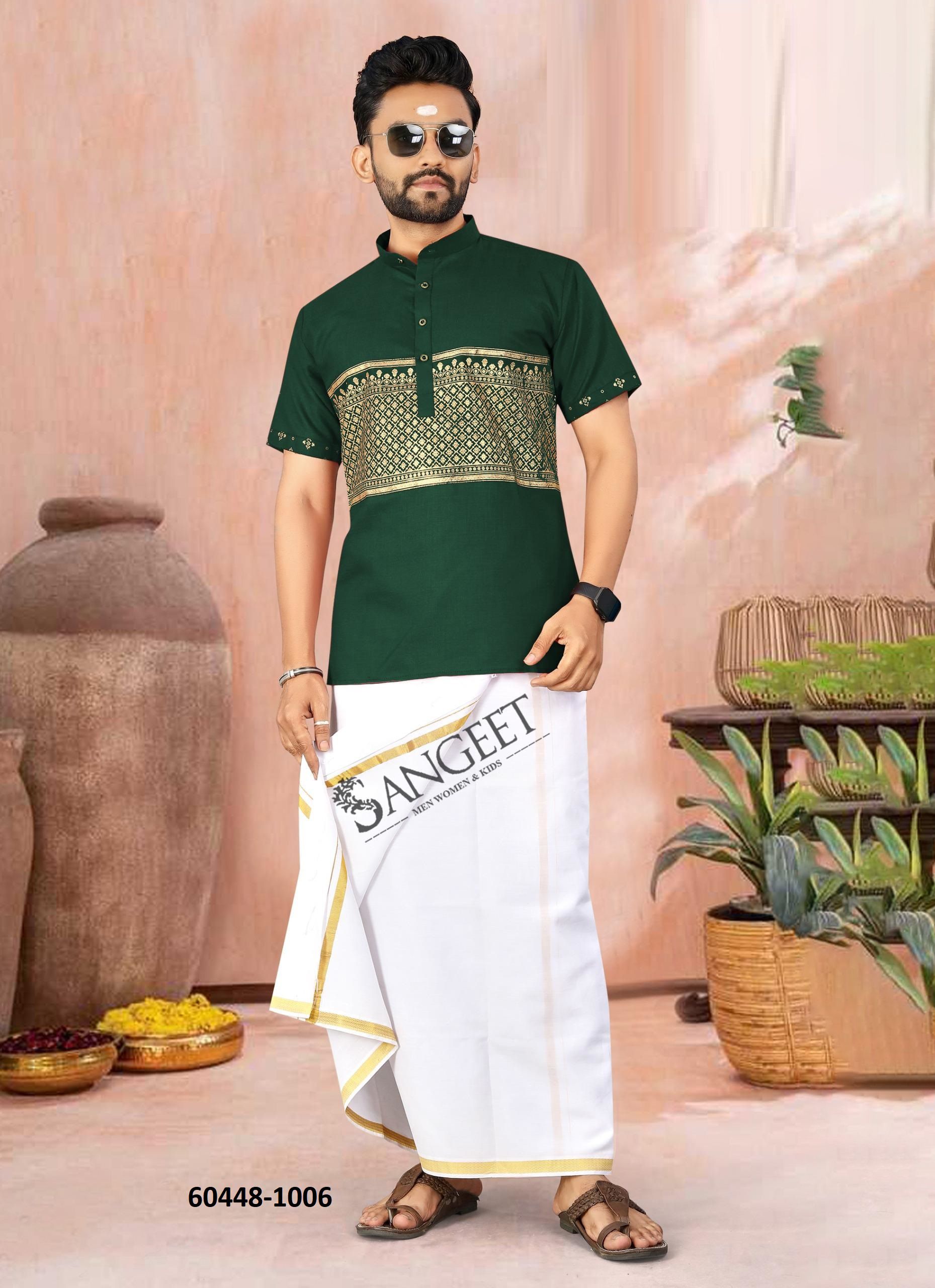LUNGI STYLE 24 - Catalog # 60448 (Set of 6 Men's Ethnic Wear) MADE IN INDIA BY SANGEET