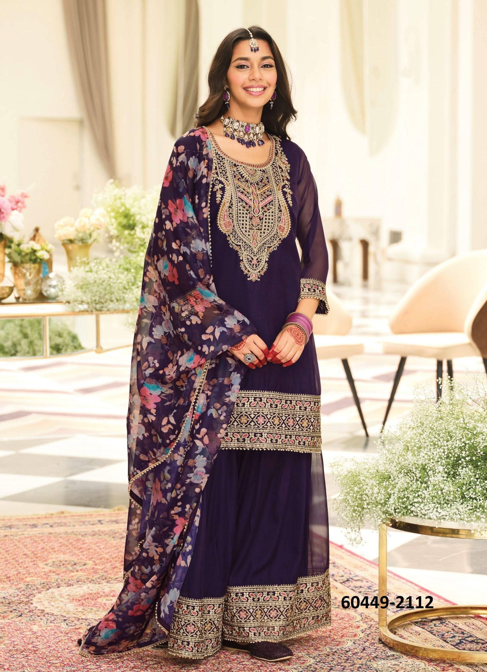 NIDHI - Catalog # 60449 (Set of 3 Readymade Salwar Suits) MADE IN INDIA BY EBA LIFESTYLE