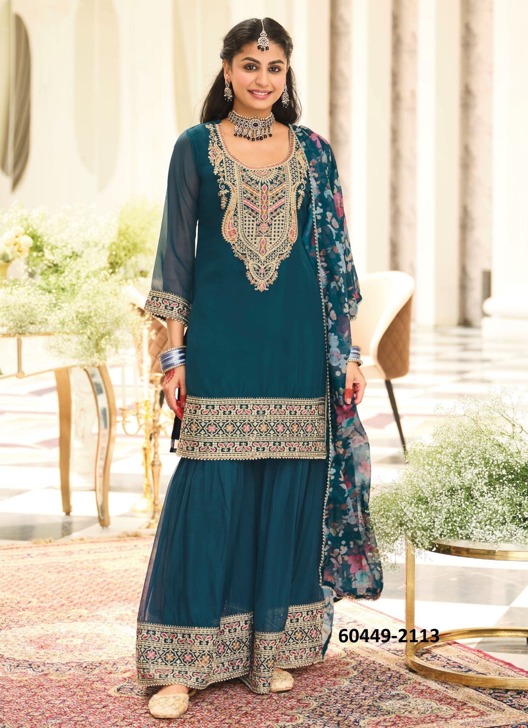 NIDHI - Catalog # 60449 (Set of 3 Readymade Salwar Suits) MADE IN INDIA BY EBA LIFESTYLE