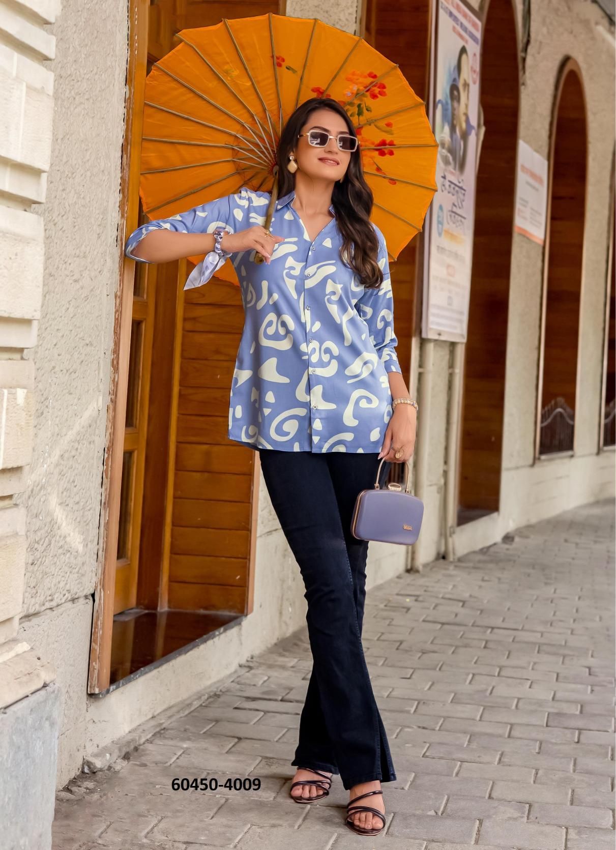 STAR LIGHT 2 - Catalog # 60450 (Set of 6 Readymade Women's Kurtis / Tops) MADE IN INDIA BY KADLEE FASHION