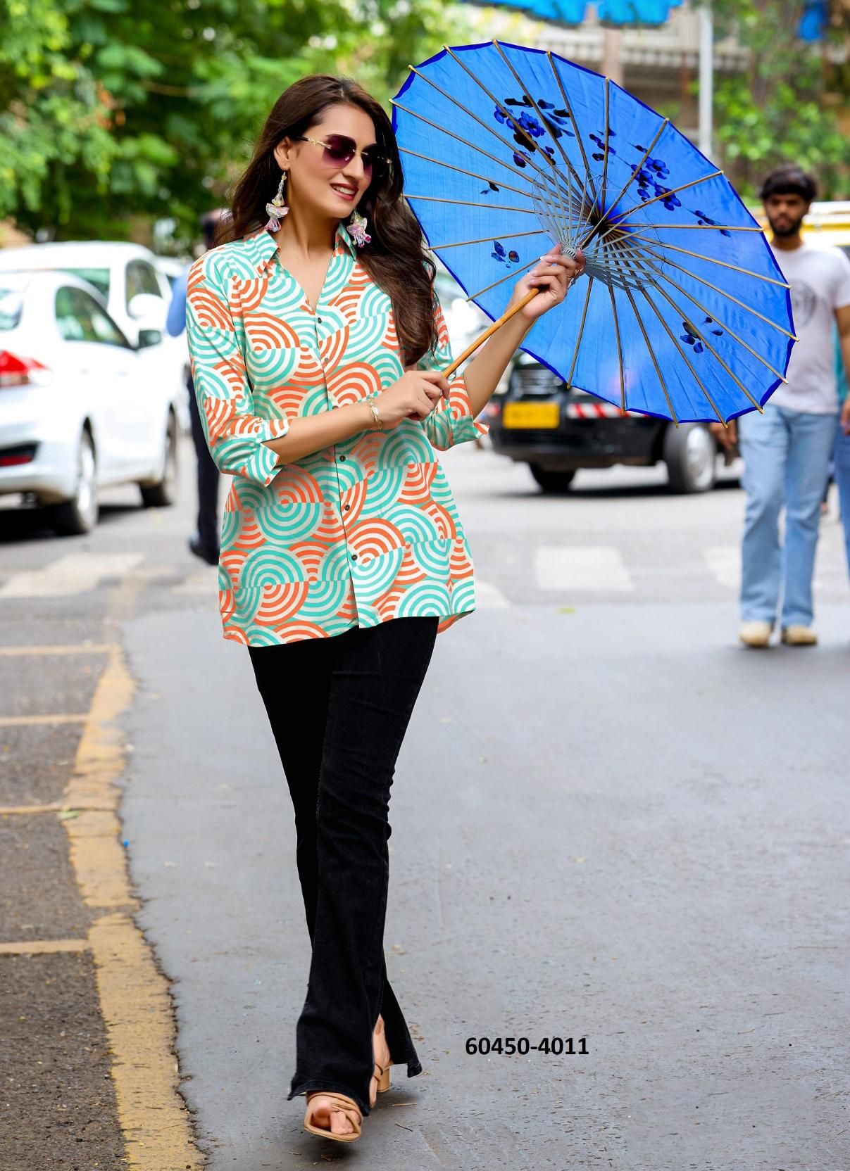 STAR LIGHT 2 - Catalog # 60450 (Set of 6 Readymade Women's Kurtis / Tops) MADE IN INDIA BY KADLEE FASHION