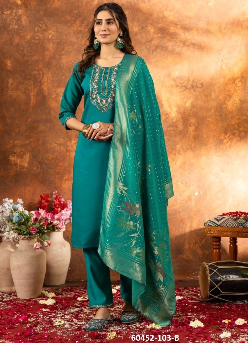 SERIES 103 - Catalog # 60452 (Set of 4 Readymade Salwar Suits) MADE IN INDIA BY DESI MUSE SERIES 103 - Catalog # 60452 (Set of 4 Readymade Salwar Suits) MADE IN INDIA BY DESI MUSE