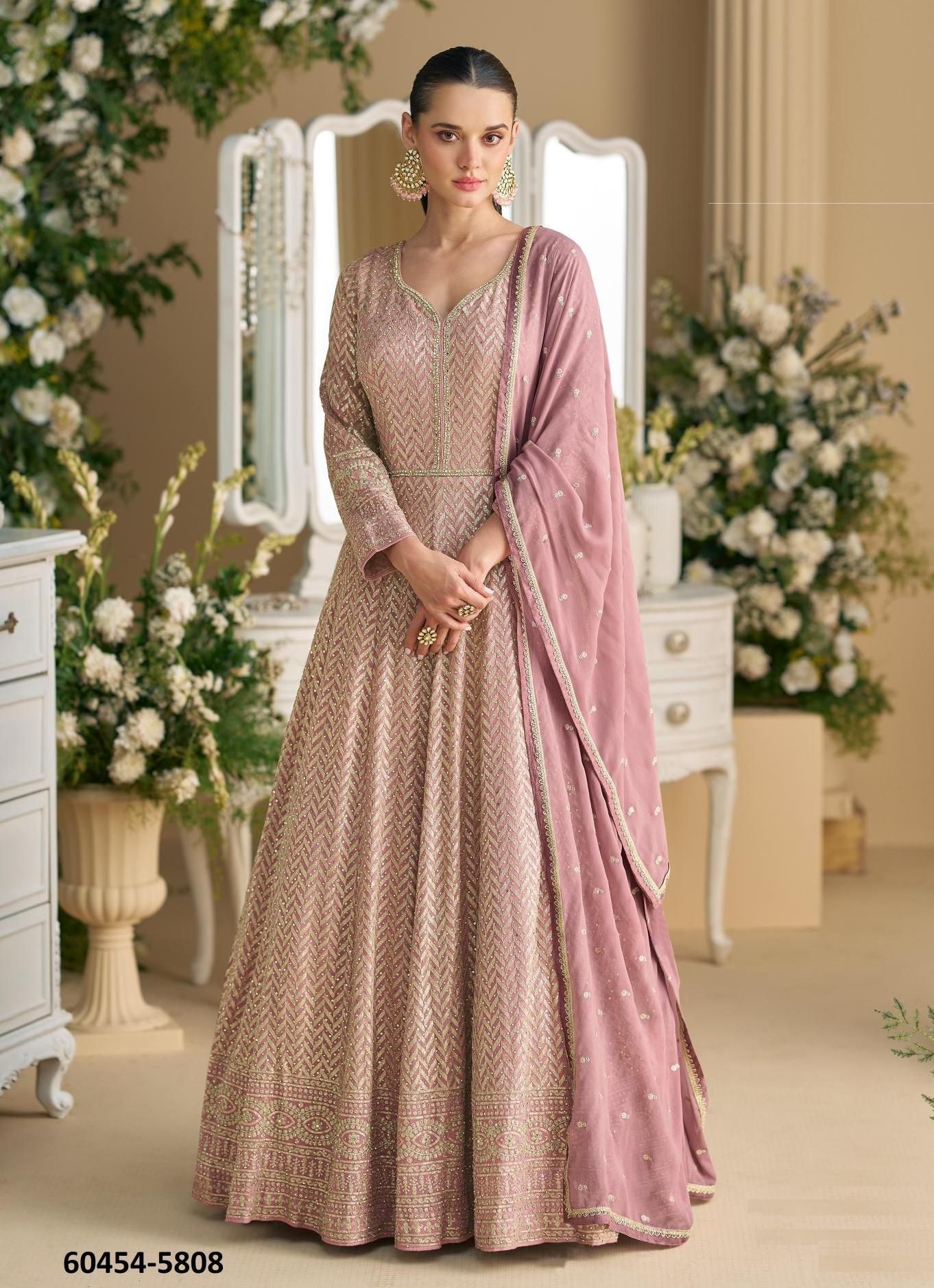 PARAMPARA - Catalog # 60454 (Set of 3 Readymade Gowns) MADE IN INDIA BY SAYURI DESIGNER