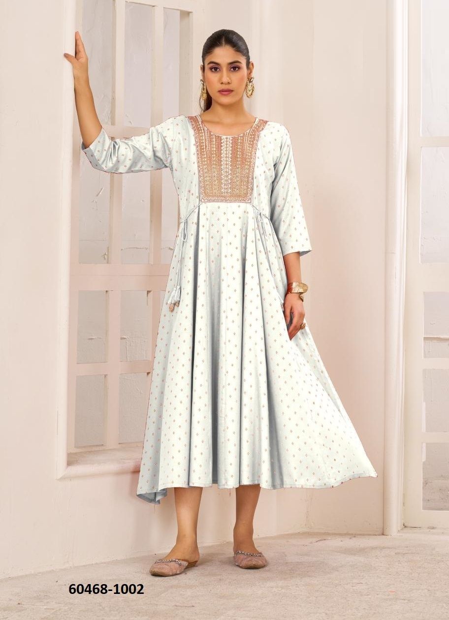 GOLDEN DUCK - Catalog # 60468 (Set of 4 Readymade Women's Kurtis / Tops) MADE IN INDIA BY BLUE HILLS