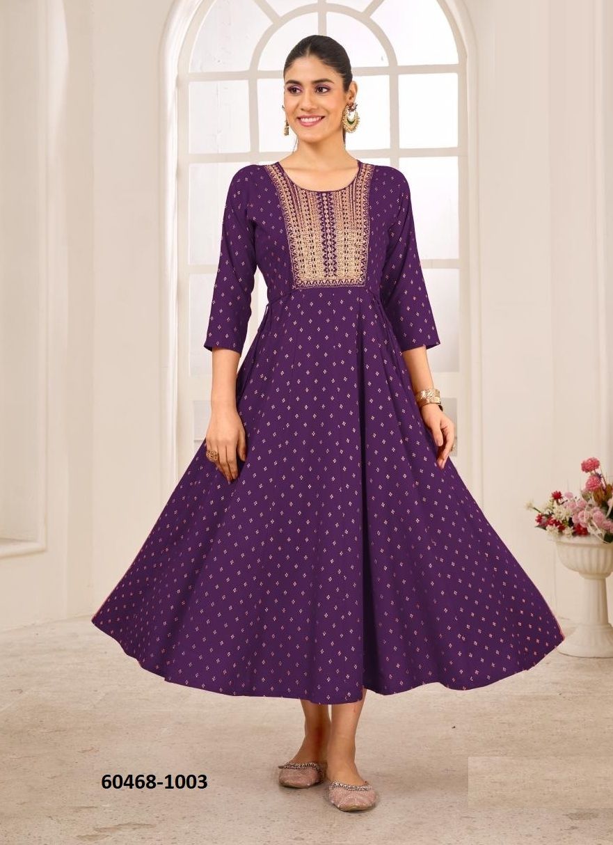 GOLDEN DUCK - Catalog # 60468 (Set of 4 Readymade Women's Kurtis / Tops) MADE IN INDIA BY BLUE HILLS
