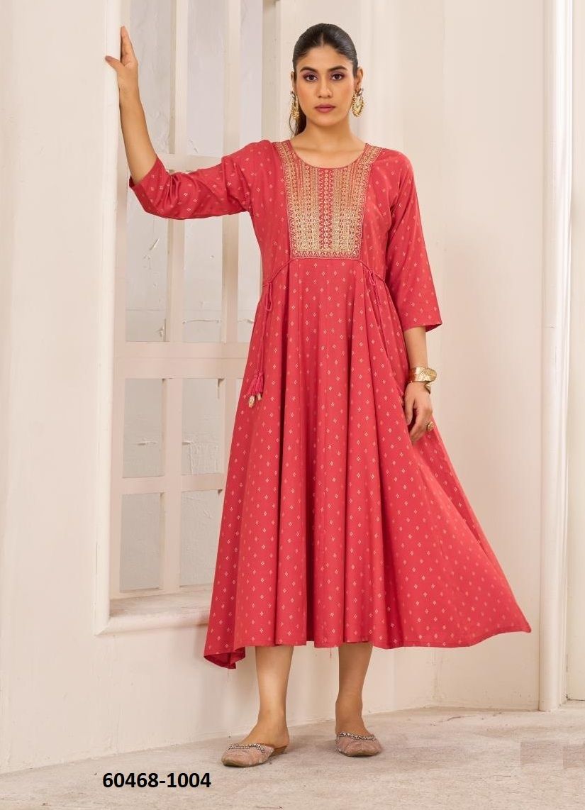 GOLDEN DUCK - Catalog # 60468 (Set of 4 Readymade Women's Kurtis / Tops) MADE IN INDIA BY BLUE HILLS