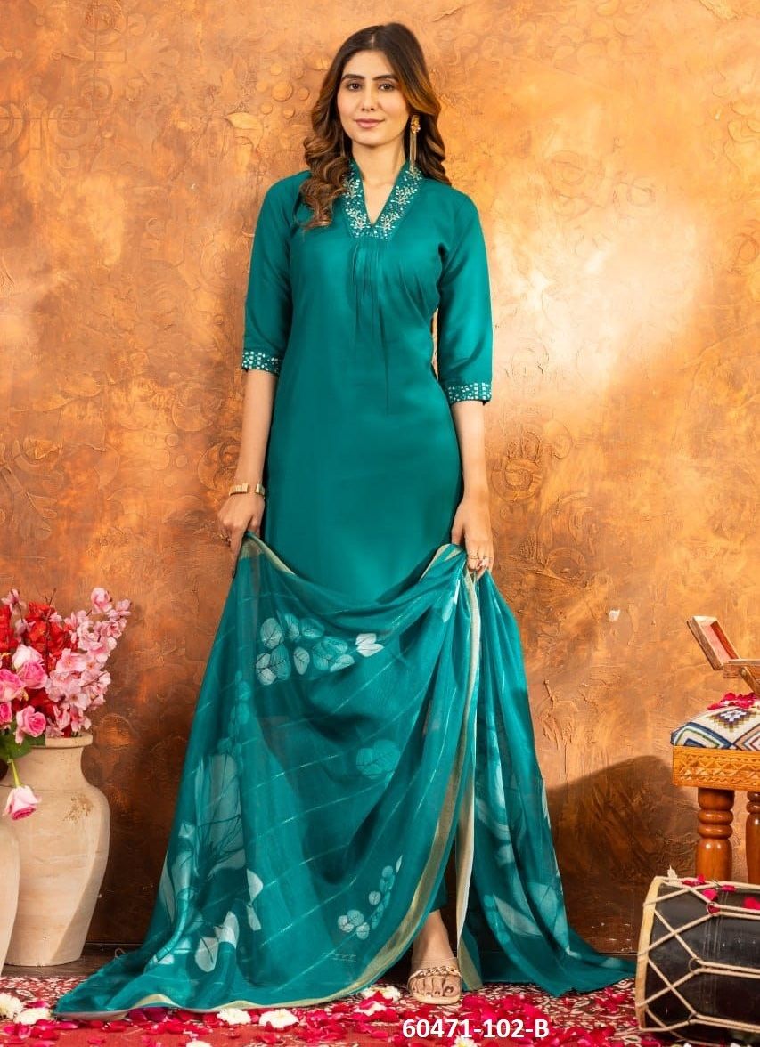 SERIES 102 - Catalog # 60471 (Set of 7 Readymade Salwar Suits) MADE IN INDIA BY DESI MUSE