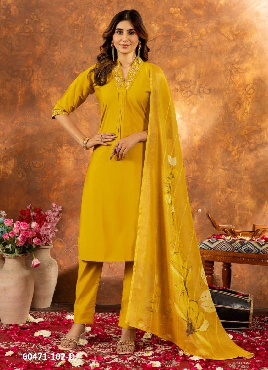 SERIES 102 - Catalog # 60471 (Set of 7 Readymade Salwar Suits) MADE IN INDIA BY DESI MUSE