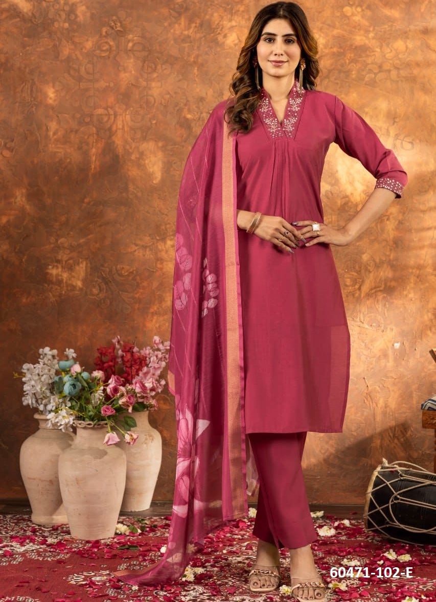 SERIES 102 - Catalog # 60471 (Set of 7 Readymade Salwar Suits) MADE IN INDIA BY DESI MUSE