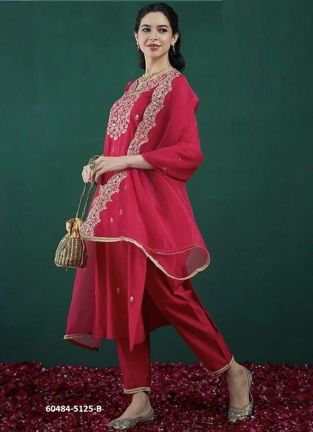 CHANDERI SERIES 5125 - Catalog # 60484 (Set of 4 Readymade Salwar Suits) MADE IN INDIA BY DESI MUSE