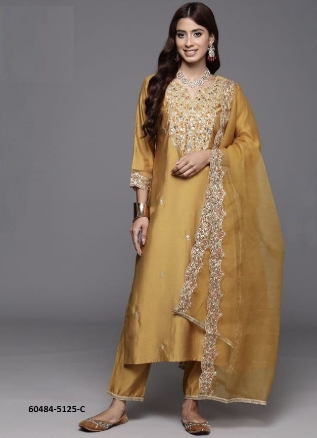 CHANDERI SERIES 5125 - Catalog # 60484 (Set of 4 Readymade Salwar Suits) MADE IN INDIA BY DESI MUSE