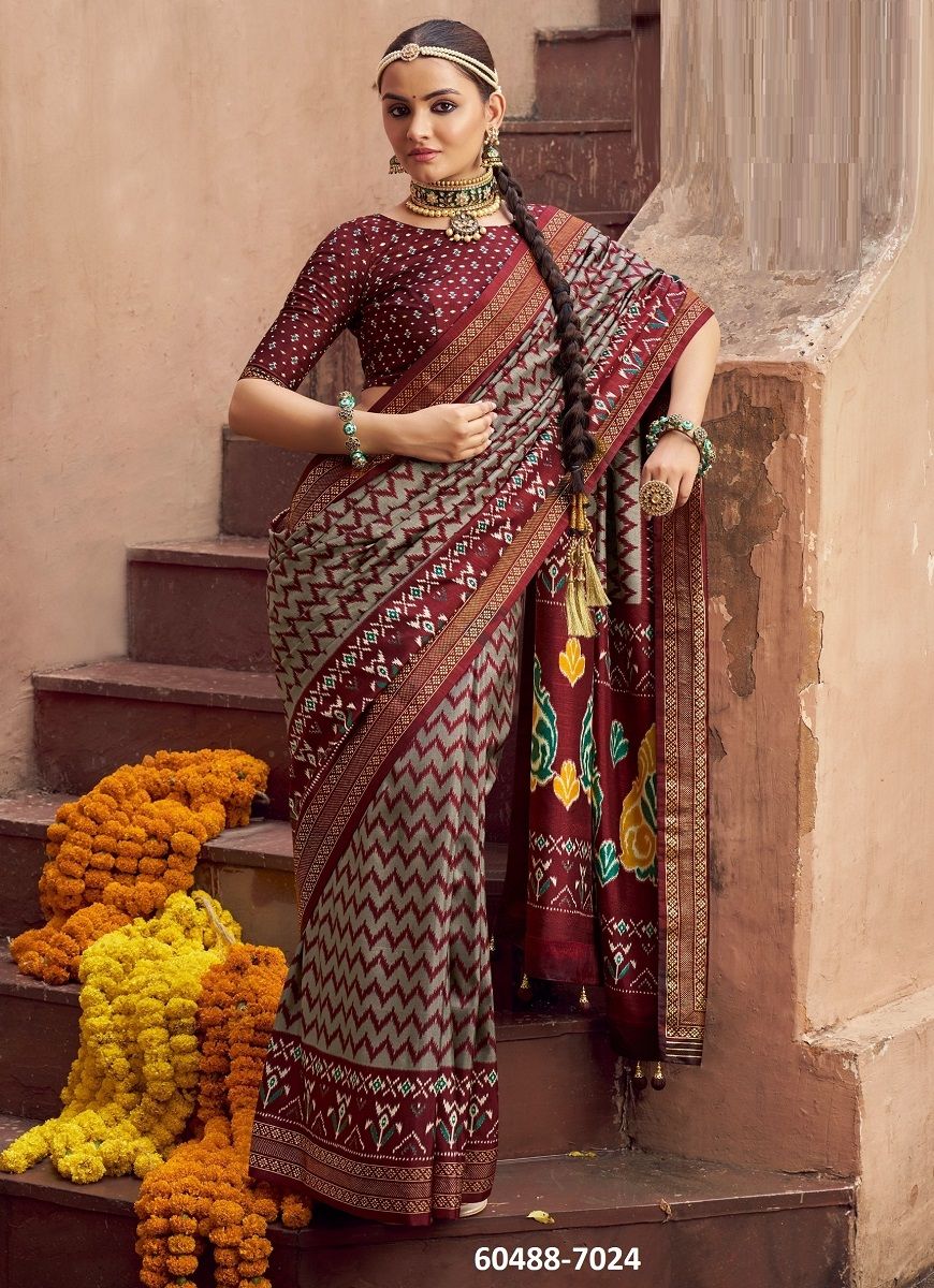 TAPASYA - Catalog # 60488 (Set of 6 Sarees) MADE IN INDIA BY KRESHVA