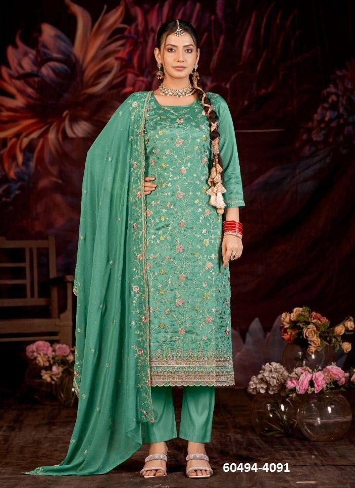 GOLDEN PEARL - Catalog # 60494 (Set of 4 Semi-Stitched / Un-Stitched Suits) MADE IN INDIA BY KALARANG GOLDEN PEARL - Catalog # 60494 (Set of 4 Semi-Stitched / Un-Stitched Suits) MADE IN INDIA BY KALARANG