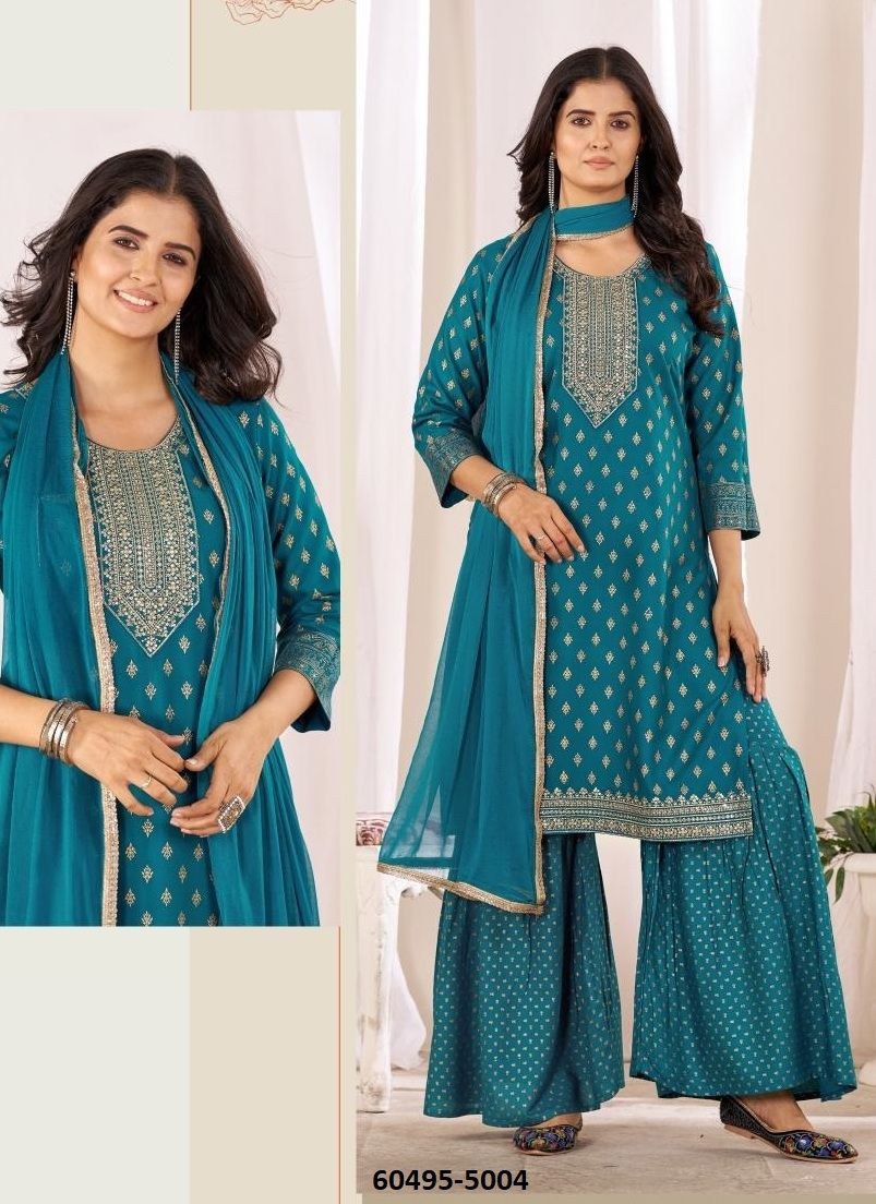 CHAND 5 - Catalog # 60495 (Set of 6 Readymade Salwar Suits) MADE IN INDIA BY BLUE HILLS