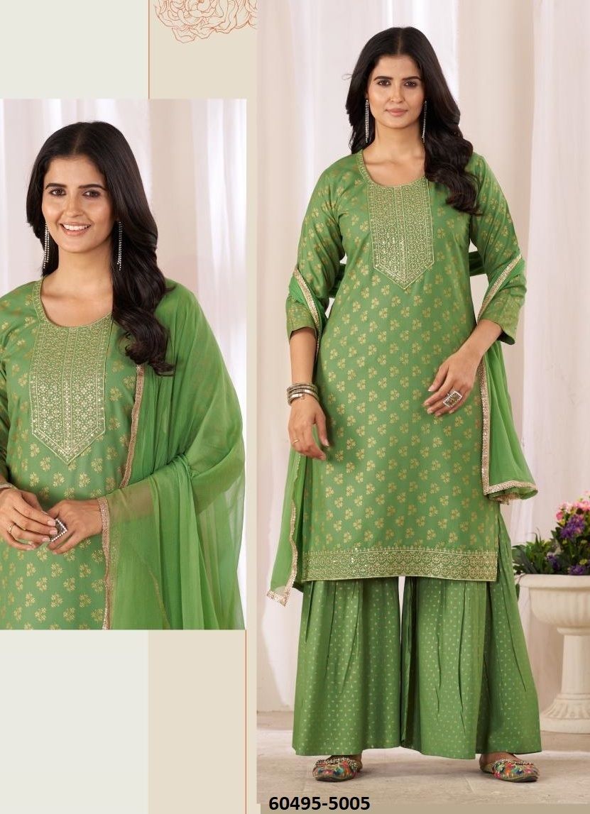 CHAND 5 - Catalog # 60495 (Set of 6 Readymade Salwar Suits) MADE IN INDIA BY BLUE HILLS