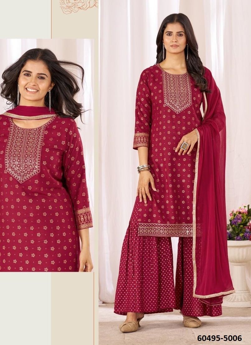 CHAND 5 - Catalog # 60495 (Set of 6 Readymade Salwar Suits) MADE IN INDIA BY BLUE HILLS
