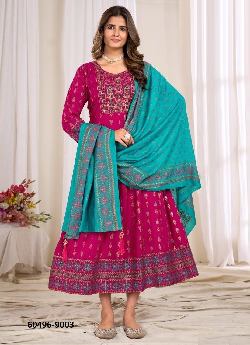 RITU SPECIAL 9 - Catalog # 60496 (Set of 6 Readymade Women's Kurtis / Tops) MADE IN INDIA BY BLUE HILLS