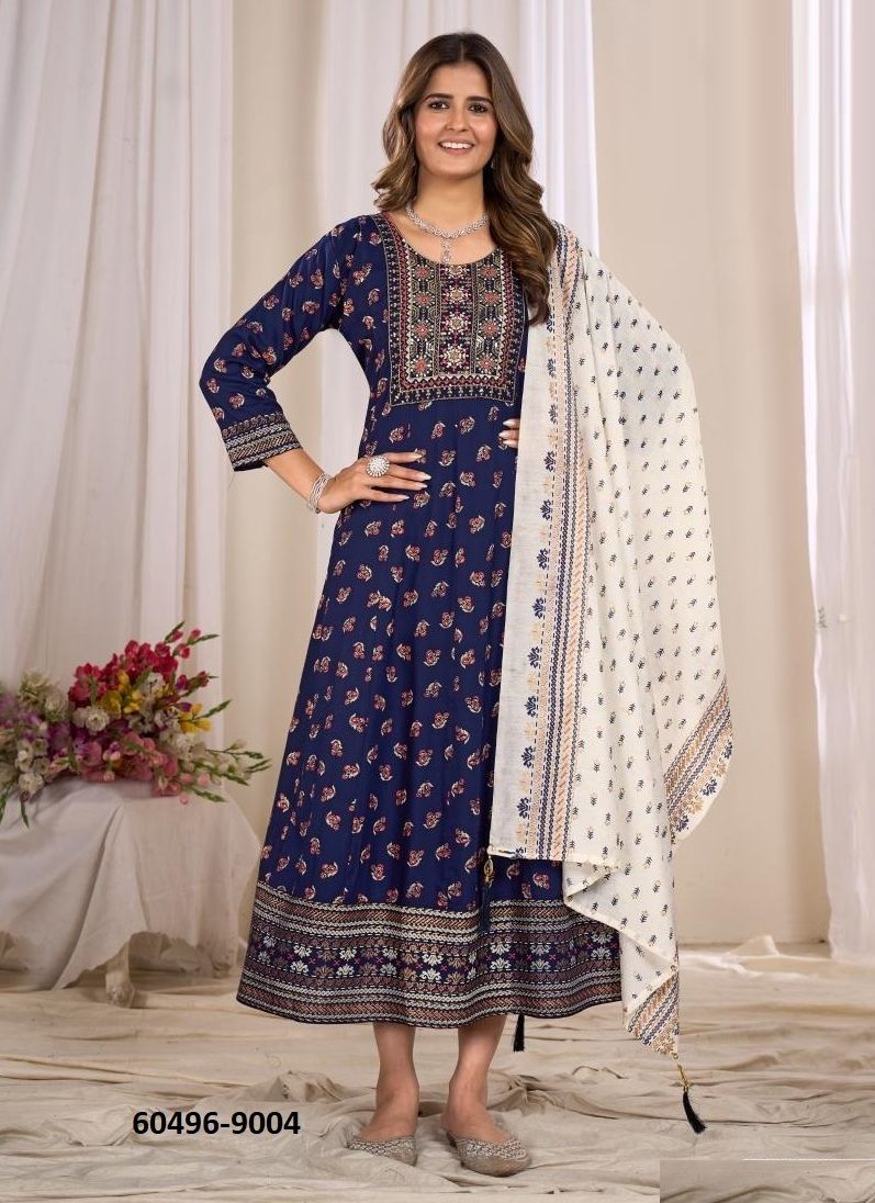 RITU SPECIAL 9 - Catalog # 60496 (Set of 6 Readymade Women's Kurtis / Tops) MADE IN INDIA BY BLUE HILLS