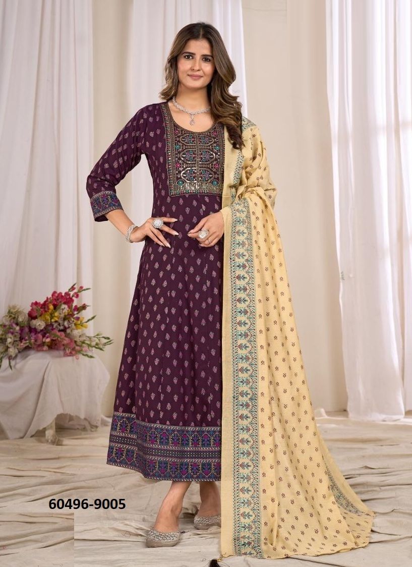 RITU SPECIAL 9 - Catalog # 60496 (Set of 6 Readymade Women's Kurtis / Tops) MADE IN INDIA BY BLUE HILLS