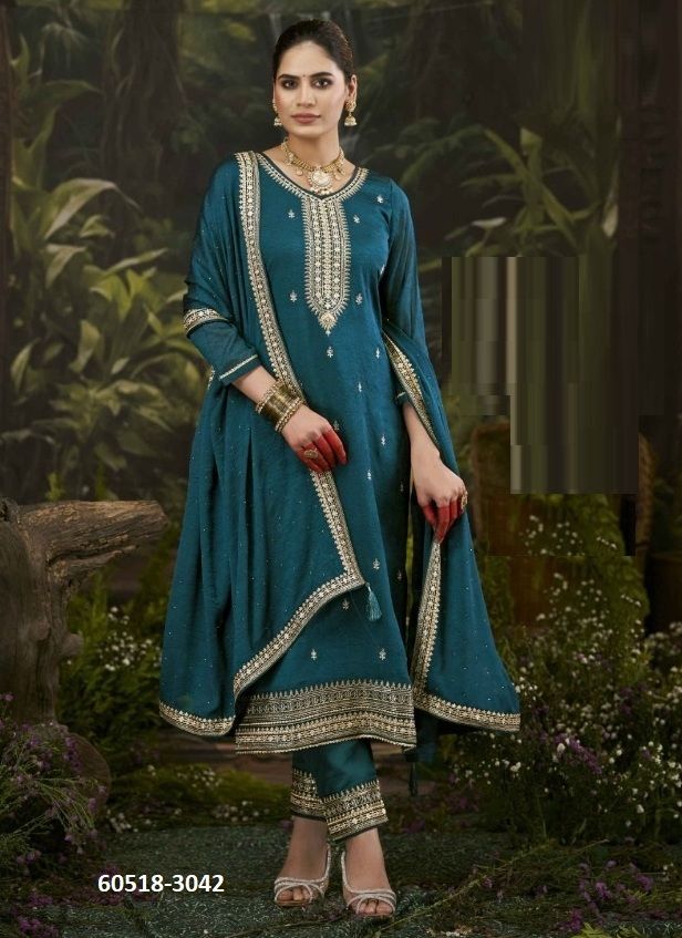 CHINMAYI - Catalog # 60518 (Set of 4 Semi-Stitched / Un-Stitched Suits) MADE IN INDIA BY FOUR DOTS
