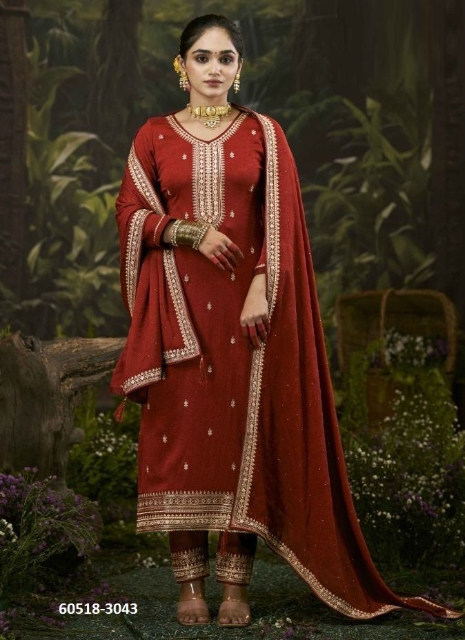 CHINMAYI - Catalog # 60518 (Set of 4 Semi-Stitched / Un-Stitched Suits) MADE IN INDIA BY FOUR DOTS