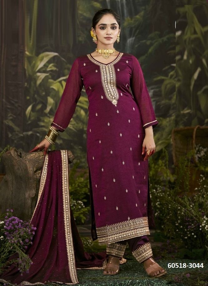 CHINMAYI - Catalog # 60518 (Set of 4 Semi-Stitched / Un-Stitched Suits) MADE IN INDIA BY FOUR DOTS