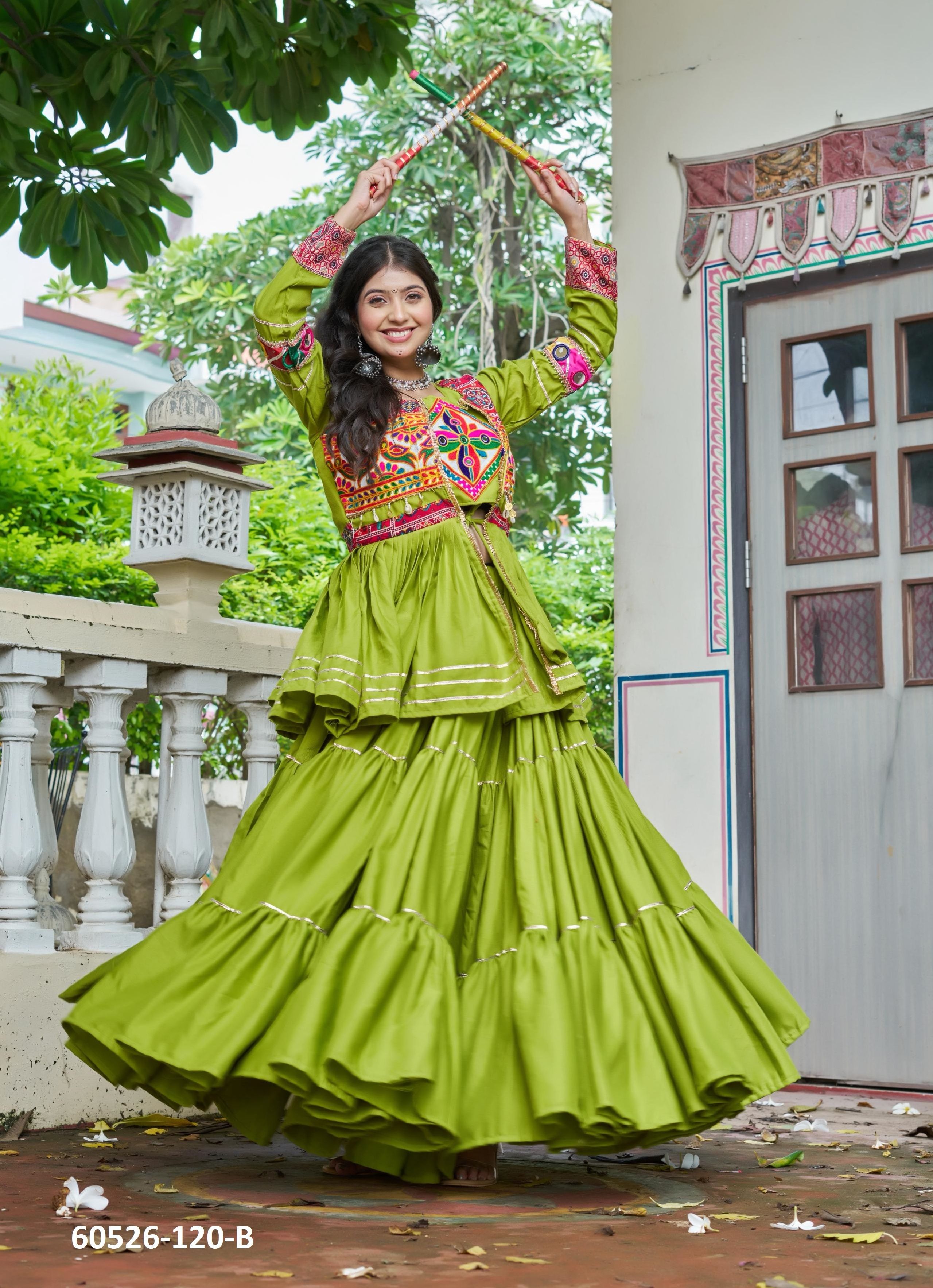 NAVRATRI WEAR 120 - Catalog # 60526 (Set of 3 Readymade Lehengas) MADE IN INDIA BY MEHERIYA