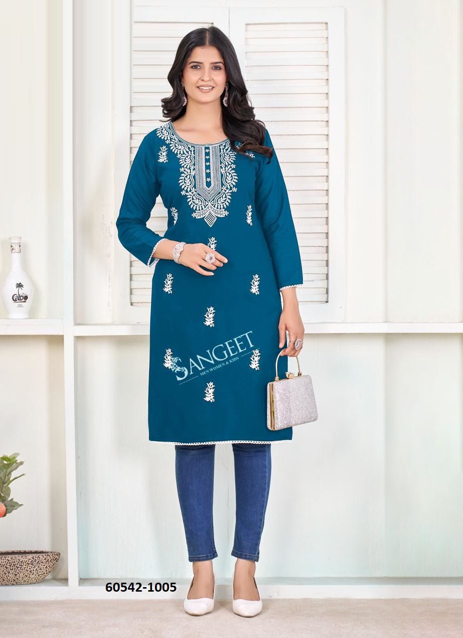 VANISKA - Catalog # 60542 (Set of 6 Readymade Women's Kurtis / Tops) MADE IN INDIA BY SANGEET VANISKA - Catalog # 60542 (Set of 6 Readymade Women's Kurtis / Tops) MADE IN INDIA BY SANGEET