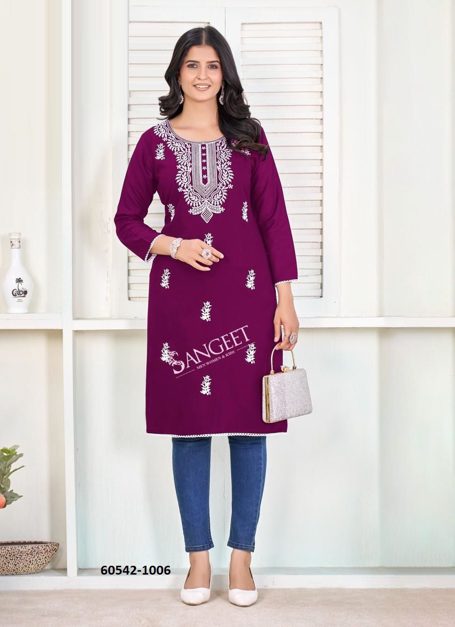 VANISKA - Catalog # 60542 (Set of 6 Readymade Women's Kurtis / Tops) MADE IN INDIA BY SANGEET VANISKA - Catalog # 60542 (Set of 6 Readymade Women's Kurtis / Tops) MADE IN INDIA BY SANGEET