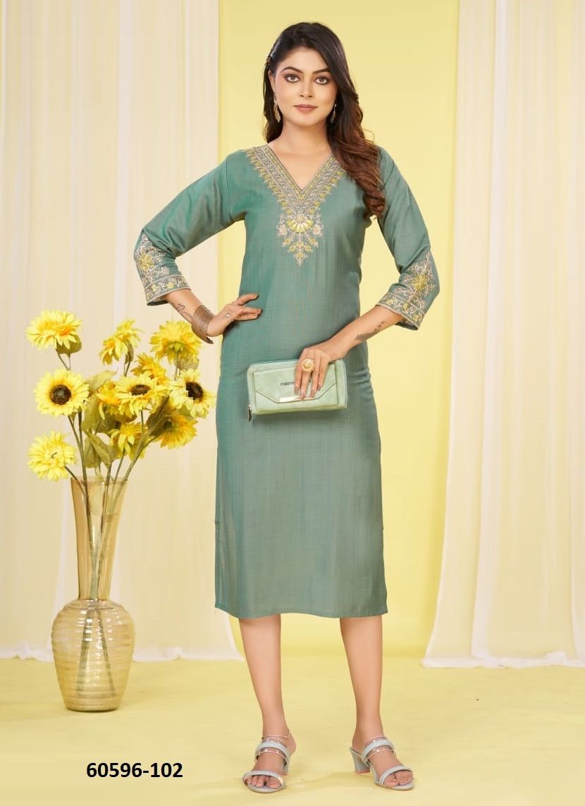 STYAVATI - Catalog # 60596 (Set of 6 Readymade Women's Kurtis / Tops) MADE IN INDIA BY DEE CEE