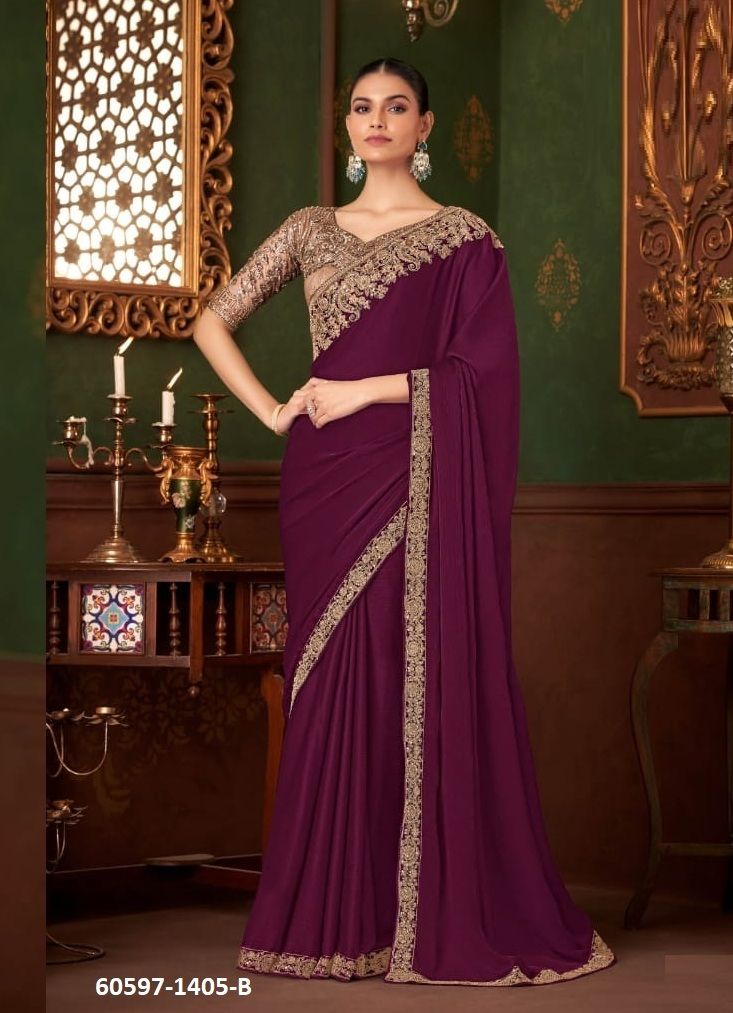 COLORS OF 1405 - Catalog # 60597 (Set of 6 Sarees) MADE IN INDIA BY THE FASHION HUB