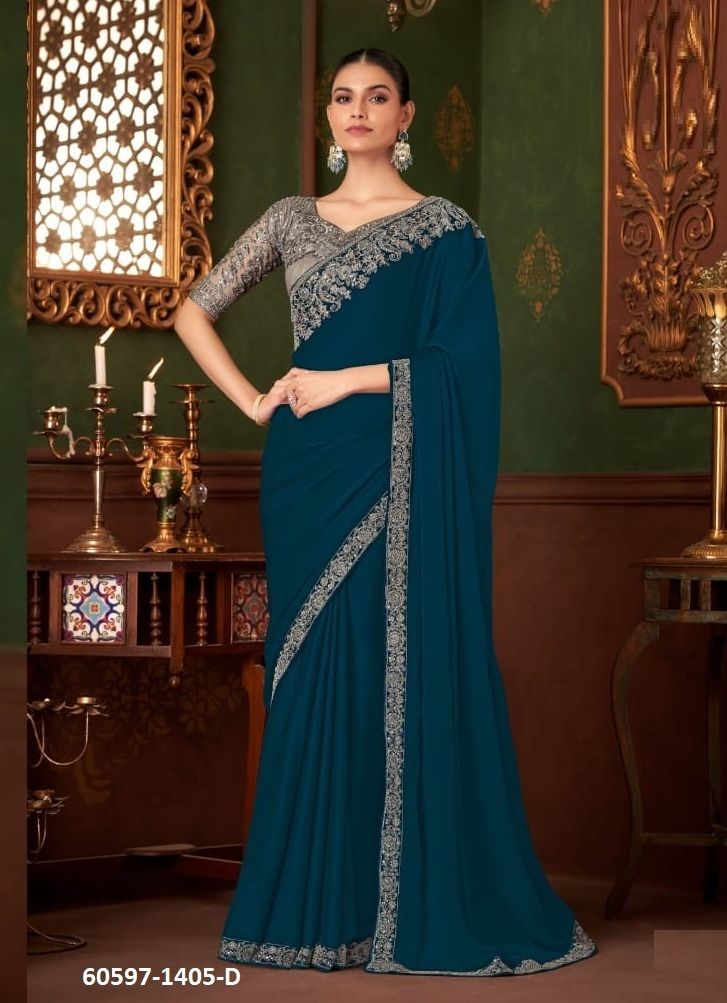 COLORS OF 1405 - Catalog # 60597 (Set of 6 Sarees) MADE IN INDIA BY THE FASHION HUB