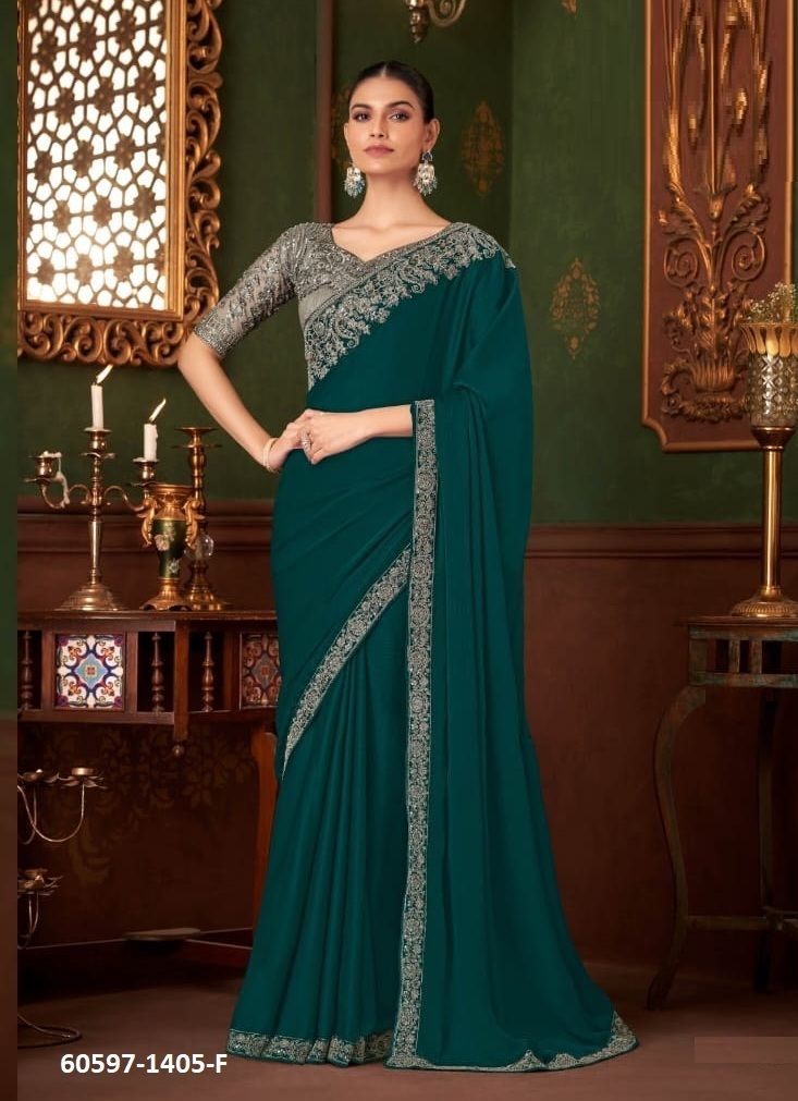 COLORS OF 1405 - Catalog # 60597 (Set of 6 Sarees) MADE IN INDIA BY THE FASHION HUB