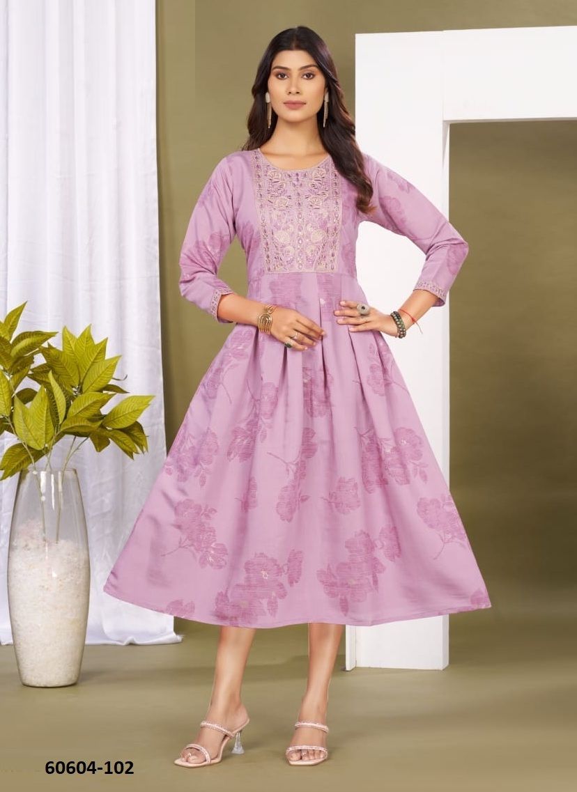 VASUDHA - Catalog # 60604 (Set of 6 Readymade Women's Kurtis / Tops) MADE IN INDIA BY DEE CEE