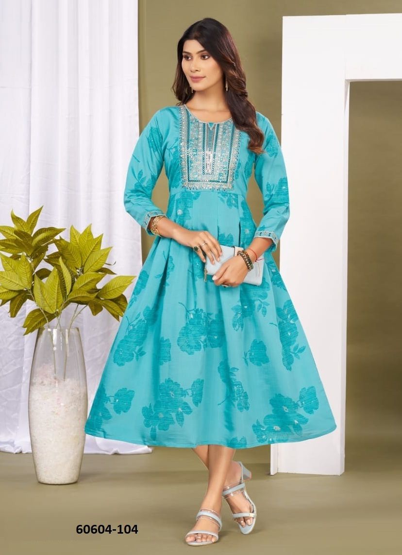 VASUDHA - Catalog # 60604 (Set of 6 Readymade Women's Kurtis / Tops) MADE IN INDIA BY DEE CEE